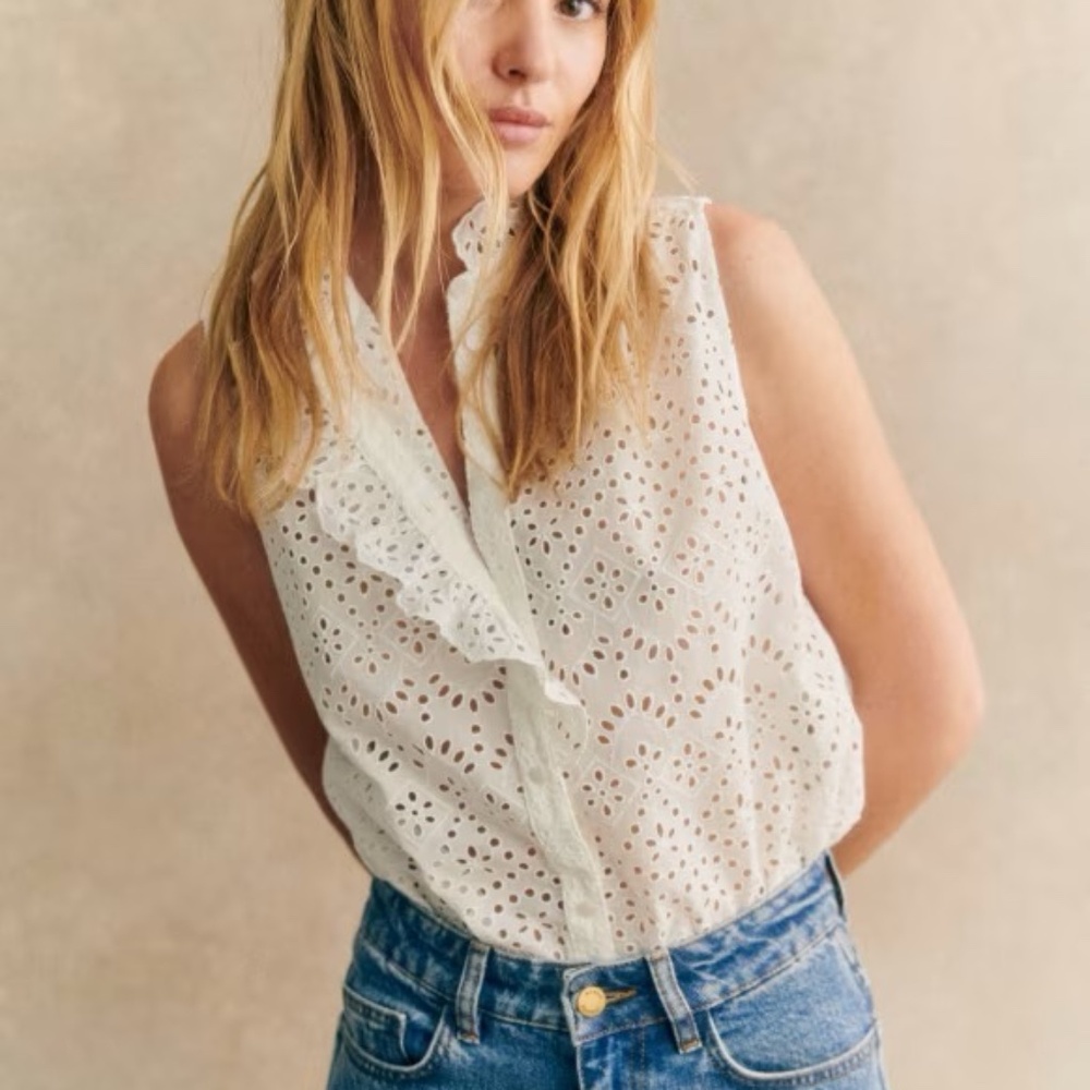 Sezane Celinda Shirt Sleeveless Blouse  2 XS